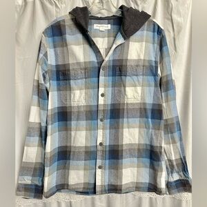 Aeropostale Flannel Plaid Hoodie Multicolor Long Sleeves Button Down Y2K Size S
